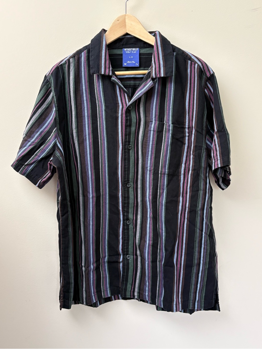 Without Walls Urban Outfitters Retro Stripe Short Sleeve Button Up Size Large